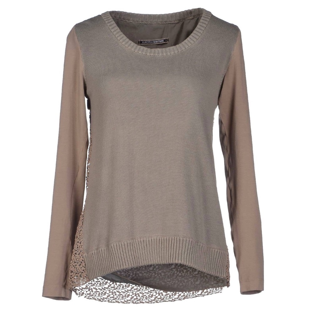 European Culture Grey Lace Top in Size M